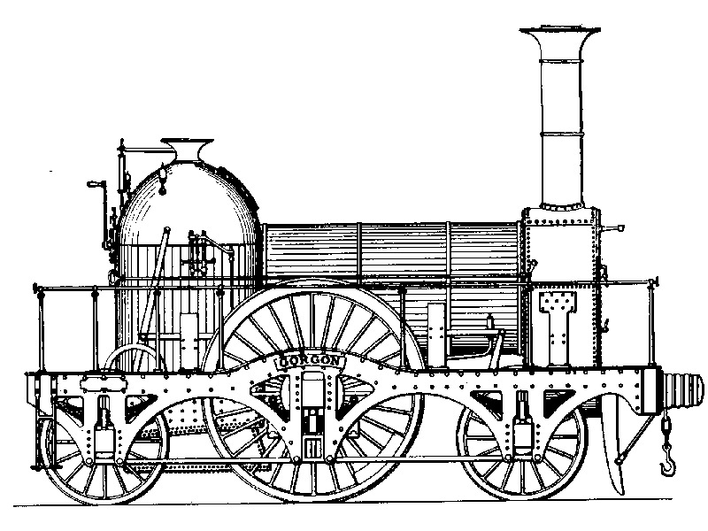 GWR broad gauge Firefly class 2-2-2 locomotive Gorgon drawing