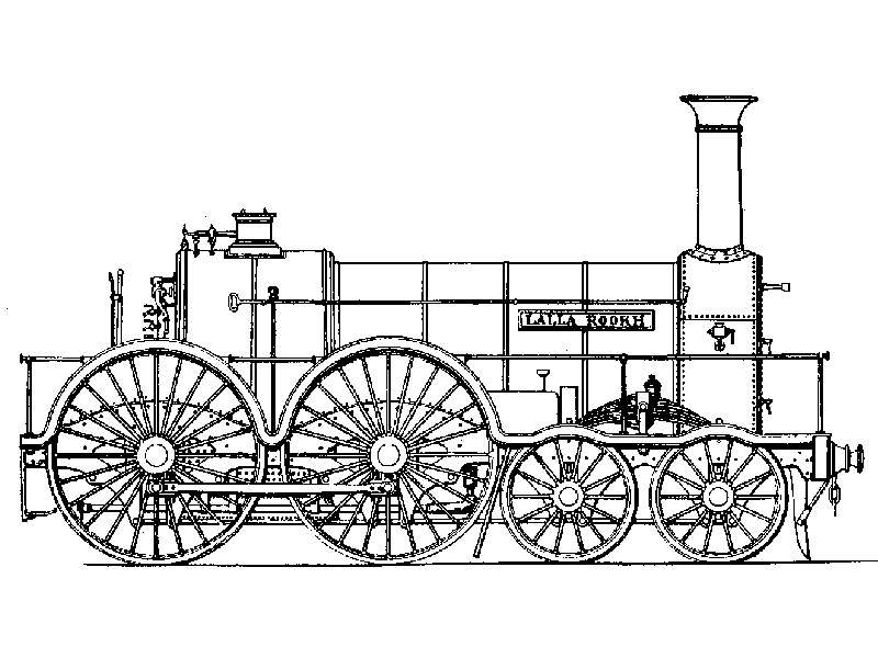 GWR broad gauge Waverley class 4-4-0 locomotive Lalla Rookh drawing