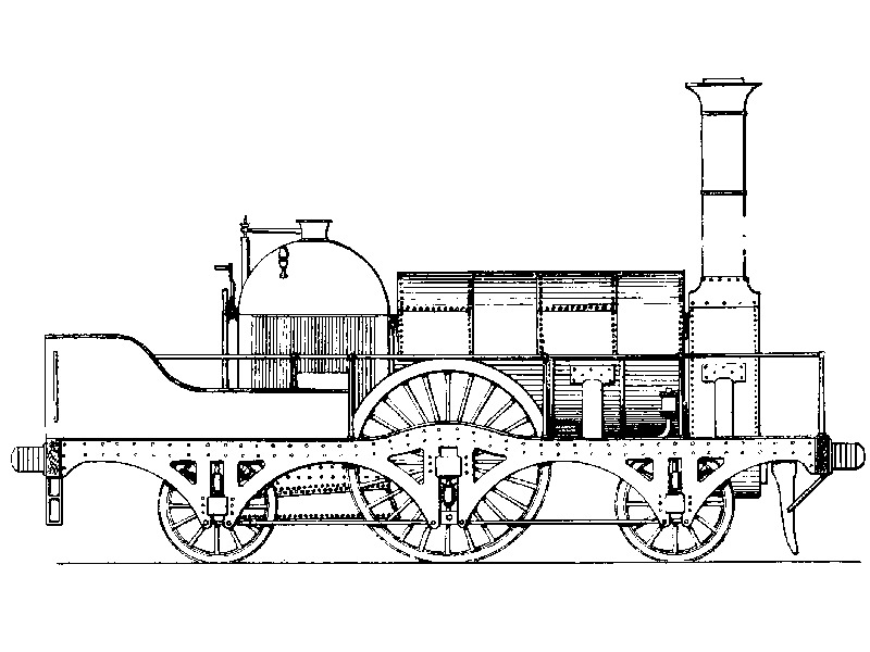 GWR broad gauge rebuilt Sun class 2-2-2T  locomotive drawing