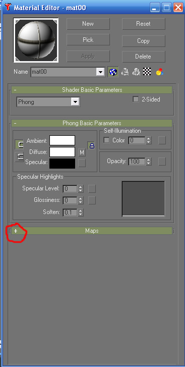 Material Editor in Gmax, expanding Maps tab